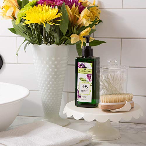 Via Mercato Liquid Soap - Shea Butter Enriched, 12 oz Waterlily & Sandalwood