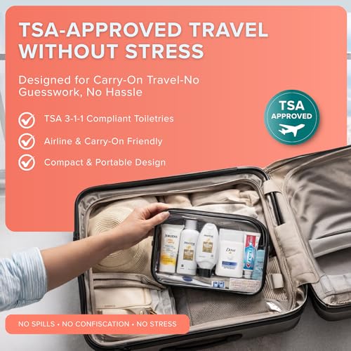 15 Piece Set Women¡¯s Travel & Hygiene Kit with Clear Toiletry Bag, Personal Care Essentials, Single Kit or Bulk Case Packs, TSA Approved Toiletry Kit for Travel, Vacation, Everyday Essentials