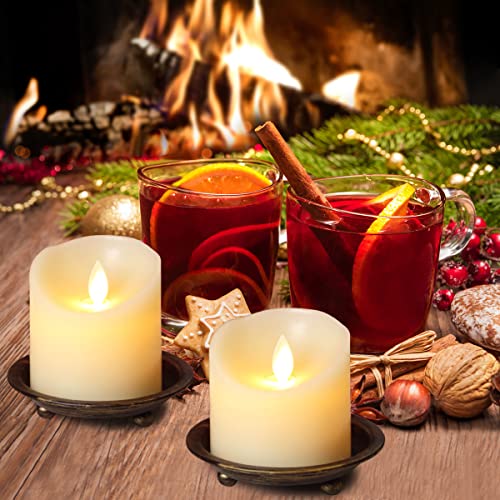 Set of 2 Retro Iron Candle Holders for Pillar Candles