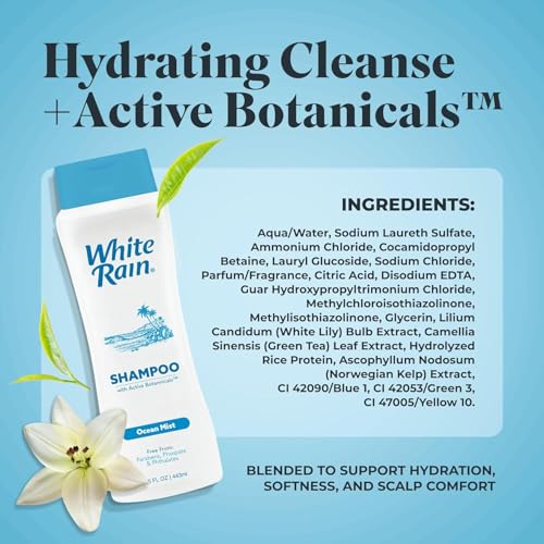 White Rain Ocean Mist Hydrating Moisturizing Shampoo 15 fl oz - For Men & Women
