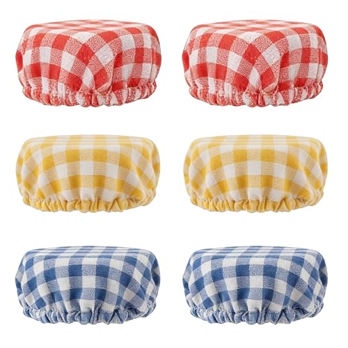 Handmade Cotton Plaid Jar Covers for Sourdough Starter - 6 Pack