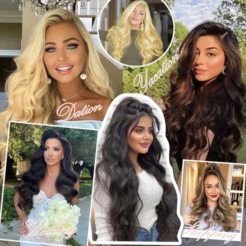 24-Inch Wavy Blonde Half Wig - Synthetic Clip-In Hair Extension