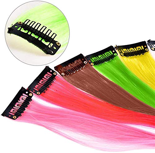 24Pcs 22-Inch Colorful Clip-In Hair Extensions, Heat-Resistant Rainbow
