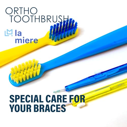 LA MIERE 2pcs Orthodontic Toothbrush Set with V & U-Shaped Soft Bristles - Telescopic Interdental Brush Included