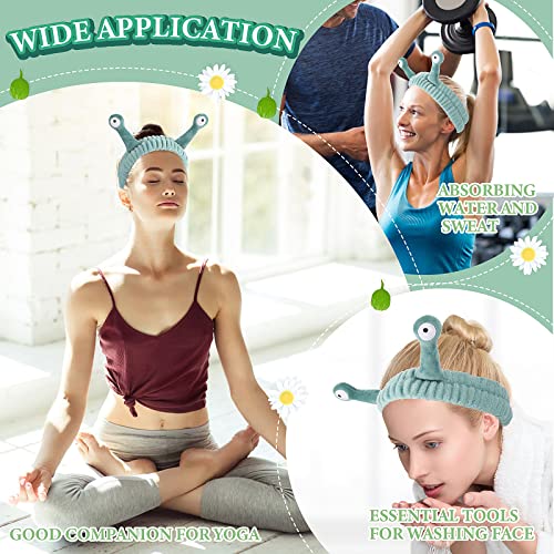 WLLHYF Snail Cartoon Spa Headband - Soft Microfiber Fleece for Face Washing