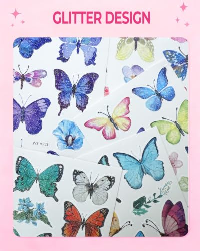 Glitter Butterfly Temporary Tattoos - 100 Pcs Waterproof Body Art
