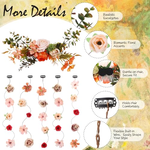Boho Wedding Flower Hair Vine Headpiece | Flexible Bridal Accessory
