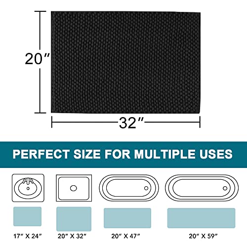 Turquoize Non-Slip Chenille Bath Mat - 20 x 32 Inches, Soft & Absorbent