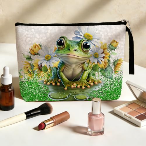 Cute Frog Makeup Bag - Multicolor Frog Gifts for Women Travel Cosmetic Bag