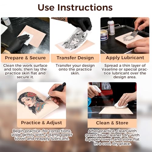 3mm Double-Sided Tattoo Practice Skin - 8x6in Silicone Sheets