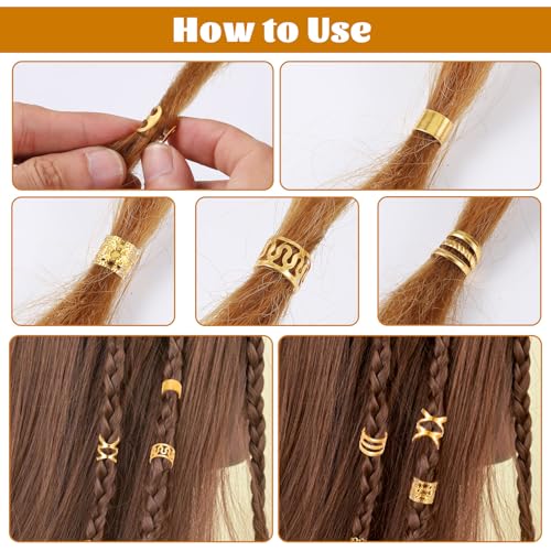 40pcs Adjustable Gold Hair Cuffs for Braids - Hair Jewelry Accessories