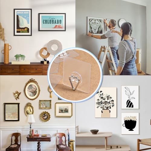 DIDUDIDU 20 Pack Invisible Adhesive Plate Hangers - 2.8 Inch