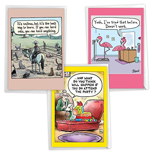 Funny Retro Cartoon Birthday Cards - Assortment Pack of 3