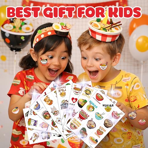 96PCS Ramen Themed Temporary Tattoos for Kids and Food Lovers