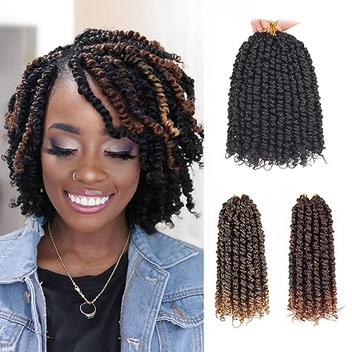 Leeven 8 Inch Passion Twist Crochet Hair 8 Packs - Short Pre-Twisted Synthetic Braids for Women