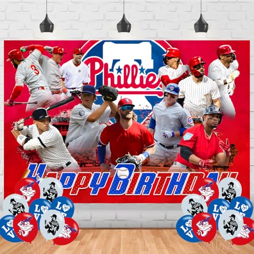 Baseball Birthday Party Supplies - Happy Birthday Banner & Balloons