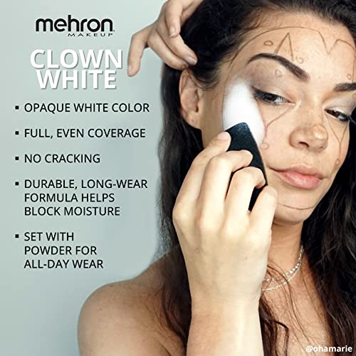 Mehron Clown White Face Paint - 2.25 oz Cream Makeup for Cosplay, Halloween & Theater