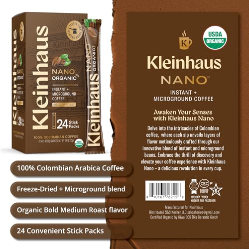 Kleinhaus Organic Medium Roast Instant Coffee Packets - 24 Single-Serve