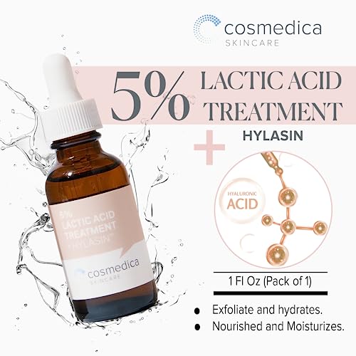 Cosmedica Skincare 5% Lactic Acid Treatment with Hyaluronic Acid - Gentle Exfoliator & Dark Spot Corrector for Radiant Skin