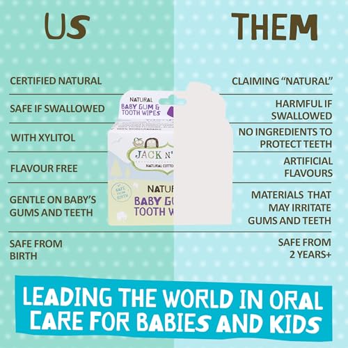 Jack N' Jill Natural Baby Gum & Tooth Wipes - 25 Individually Wrapped Count