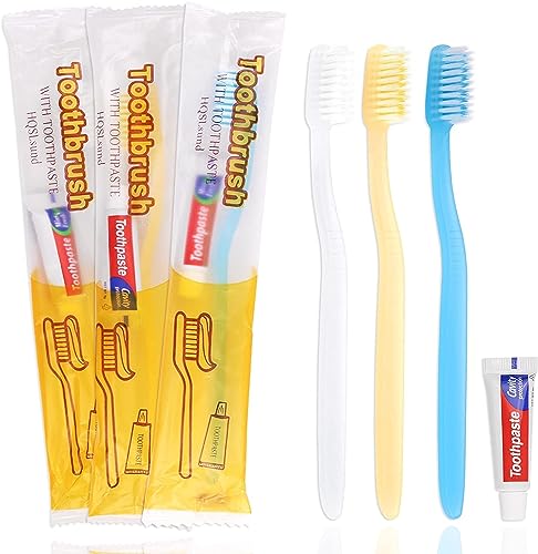 30 Pack Disposable Toothbrushes with Toothpaste - Individually Wrapped, Travel-Ready
