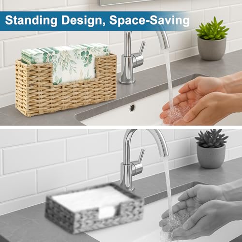 Vertical Wicker Napkin Holder for Bathroom & Kitchen - 9" x 2.3"