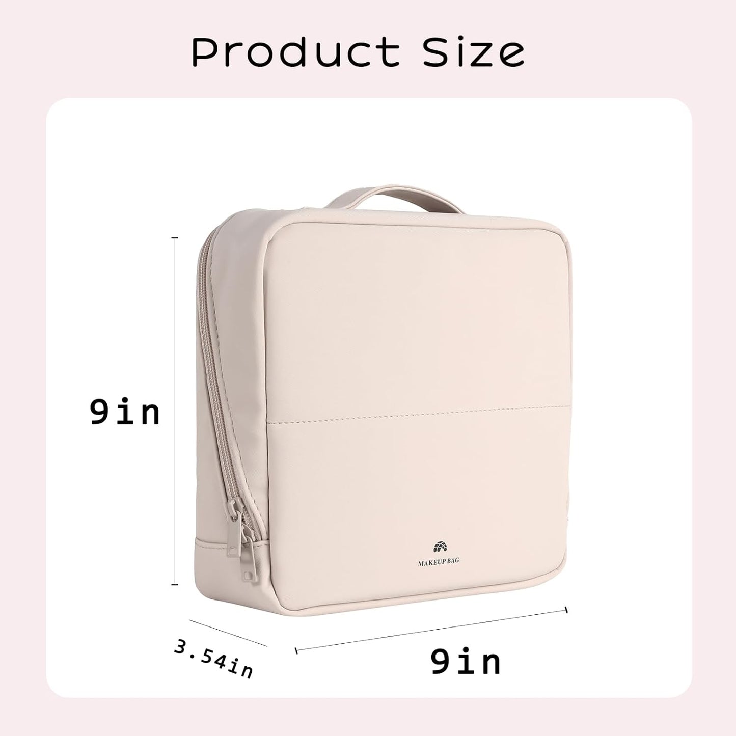 Foldable Magnetic Makeup Bag - Large Capacity PU Leather Cosmetic Organizer with Phone Holder & Detachable Dividers | Light Pink
