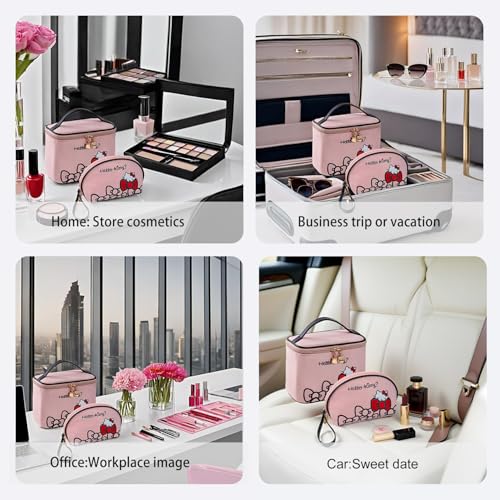Travel Makeup Bag with Brush Holder - Waterproof Cosmetic Case for Women & Girls