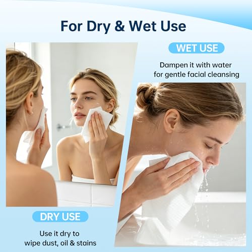HOMERHYME Disposable Face Towels - 200 Count Biodegradable Makeup Remover Wipes