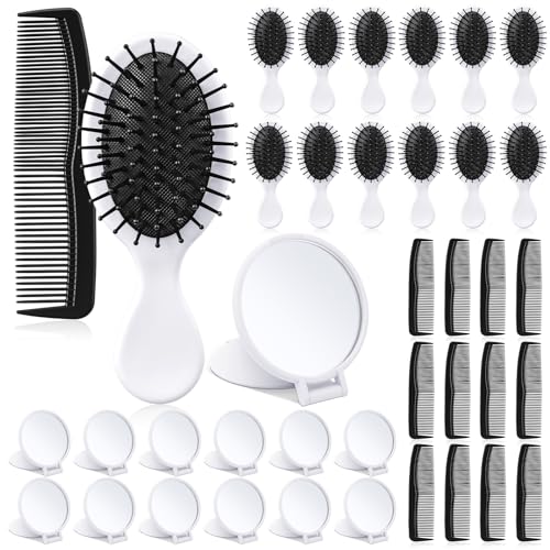 36-Piece Mini Hair Brush, Comb, and Compact Mirror Set - Travel Gift Kit