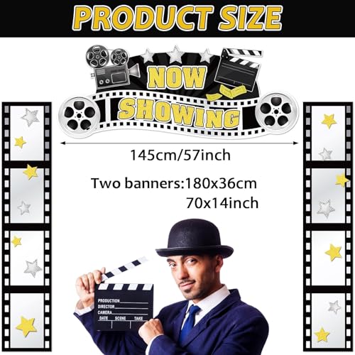 Movie Night Porch Sign Set - 3 Pcs Party Decoration, Now Showing