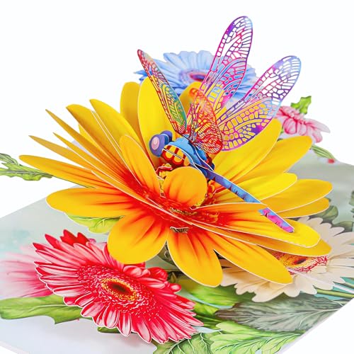 3D Rainbow Dragonfly Pop-Up Card - Perfect Gift for All Occasions