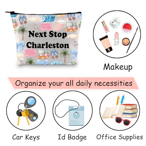Next Stop Charleston Travel Makeup Bag Gift for Bachelorette South Carolina Souvenir