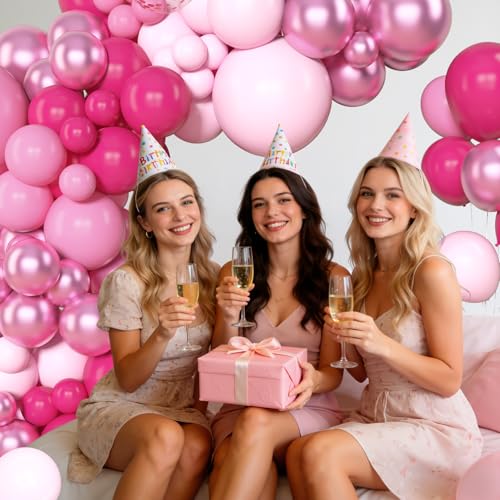 Amandir 153 Pcs Hot Pink Balloon Arch Kit for Parties
