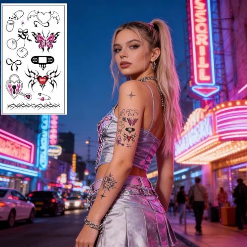 Y2K Aesthetic Temporary Tattoos Set - 10 Sheets Waterproof Stickers