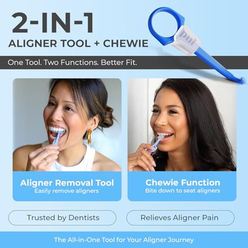 The Pultool 2-Pack Purple Invisalign Aligner Removal & Chewies Tool - Reusable