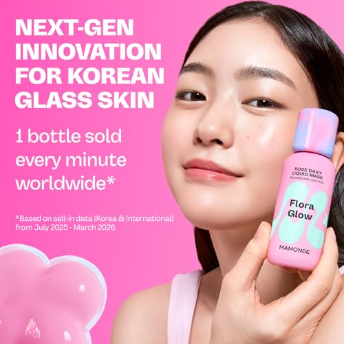 MAMONDE Flora Glow Rose Liquid Face Mask - Hydrating Exfoliating Toner & Primer, 2-in-1 Korean Skincare