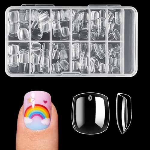 Krofaue Kids Press-On Nails - 240 Pcs Short Clear Fake Nails