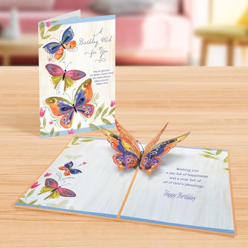 3D Pop Up Religious Birthday Card with Scripture & Butterfly Design