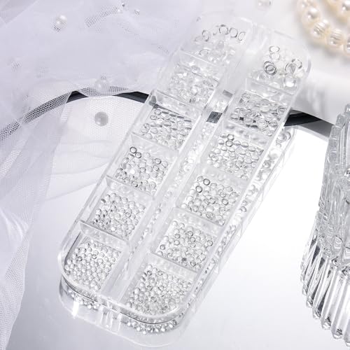Clear Bubble Beads for Nail Art - 12 Grids with 6 Sizes