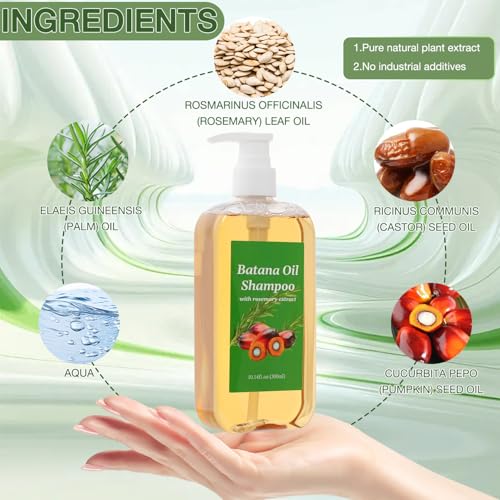 Lucift 2PCS Rosemary & Batana Hair Growth Shampoo for Men & Women