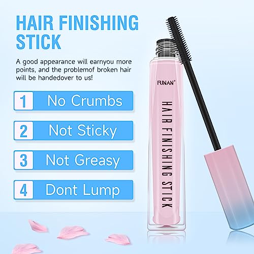 FUNAN Hair Finishing Stick 0.53 Fl Oz Pack of 3 for Taming Flyaways, Pink