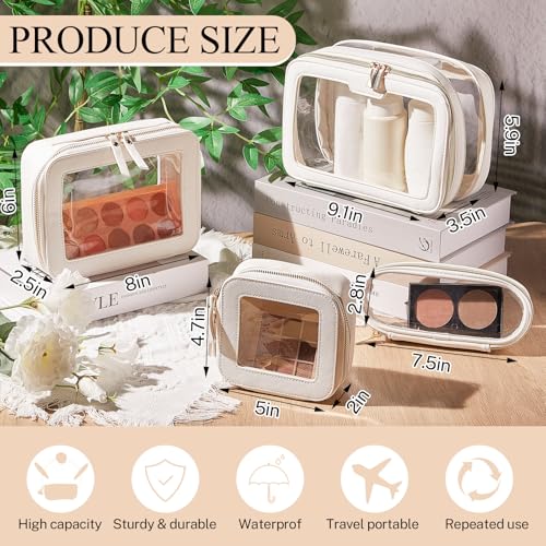 4-Piece Clear Makeup Bag Set - Waterproof Travel Cosmetic & Toiletry Case