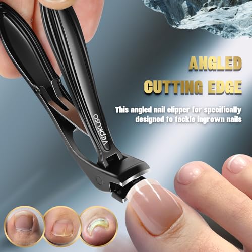 Vepkuso Black Heavy Duty Nail Clippers for Seniors, Thick & Ingrown Toenails