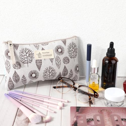 4 Pack Canvas Cosmetic Bags with Zipper - Travel Makeup & Toiletry Organizer for Women