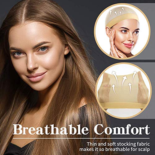 Dreamlover Beige Wig Caps for Women - 12 Pack, Soft & Breathable