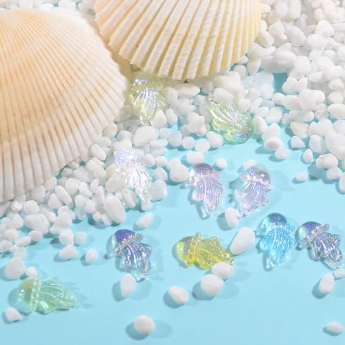 100pcs Jellyfish Nail Charms - Assorted 3D Resin Flatback Beads for Nail Art & Crafts