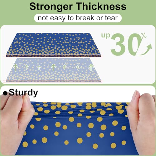 3 Pack Navy Dot Disposable Tablecloths, 54x108 Inch Waterproof