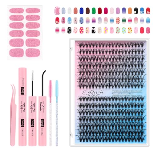 280Pcs Eyelash Cluster Kit - 8-16mm Wispy Extensions with Bond & Tweezers