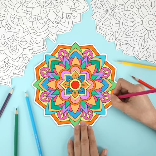 48 Pcs Mandala Coloring Cutouts Set for DIY Art Projects